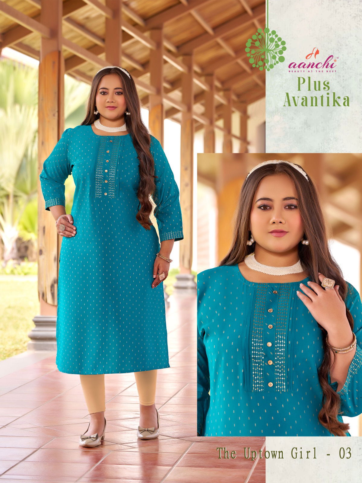 Plus Avantika By Aanchi Straight Cut Neck Sequence Kurtis Suppliers In India